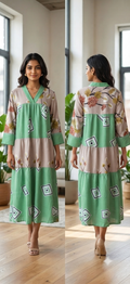 Floral Abstract Panelled Midi Dress