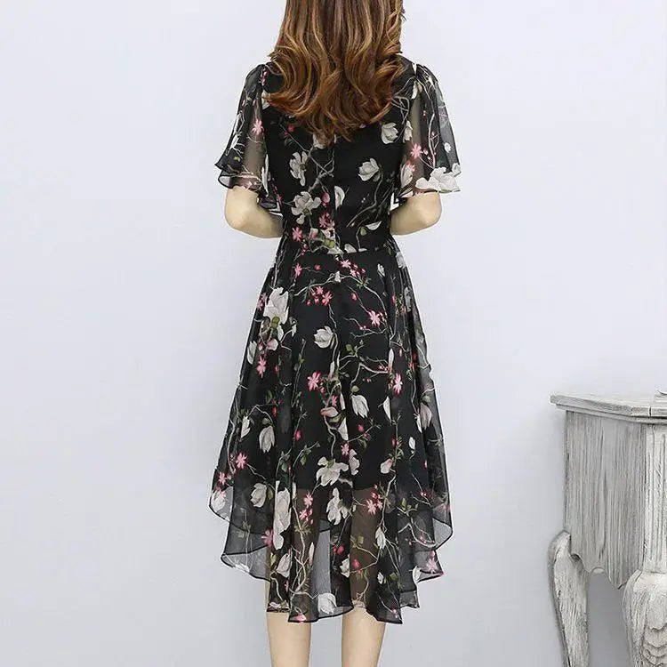 Women's Floral Chiffon V-Neck Summer Dress