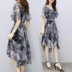 Women's Floral Chiffon V-Neck Summer Dress