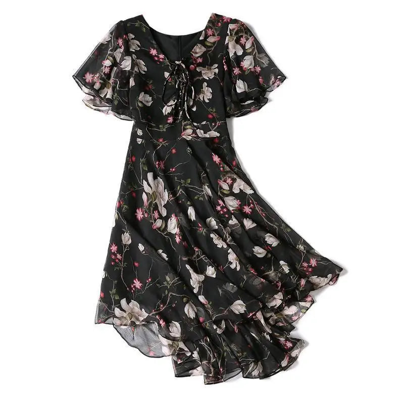 Women's Floral Chiffon V-Neck Summer Dress