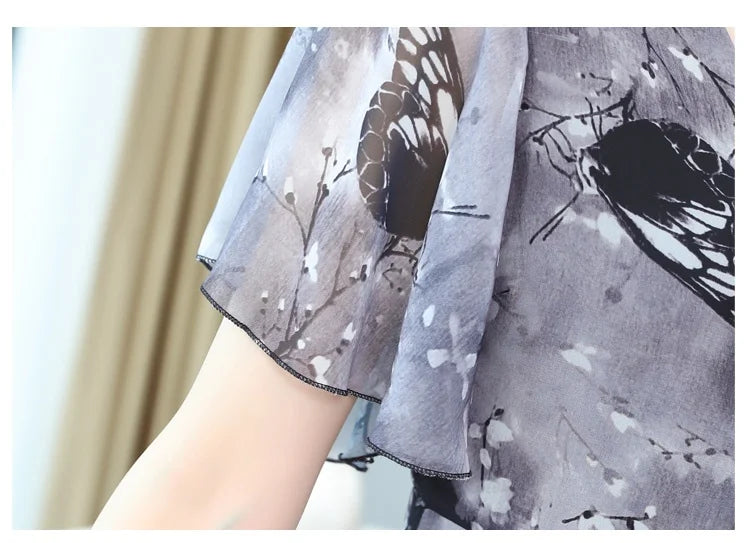 Women's Floral Chiffon V-Neck Summer Dress