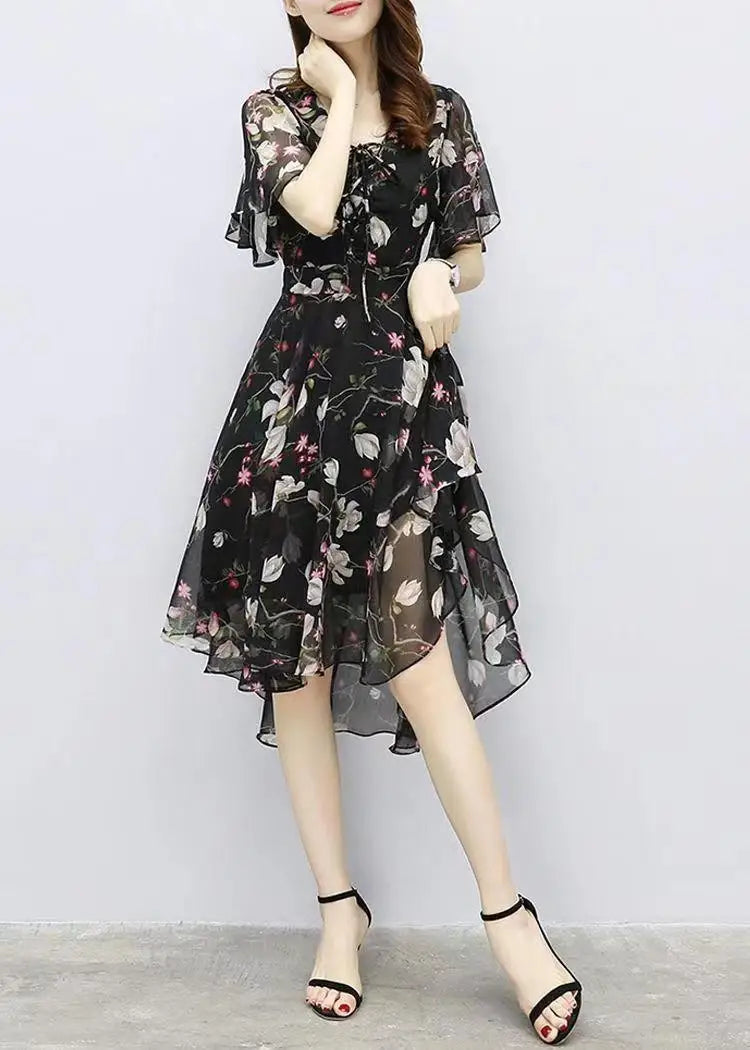 Women's Floral Chiffon V-Neck Summer Dress