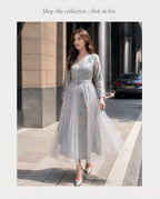 Luxury Belted silver wrap-style dress