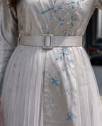 Luxury Belted silver wrap-style dress